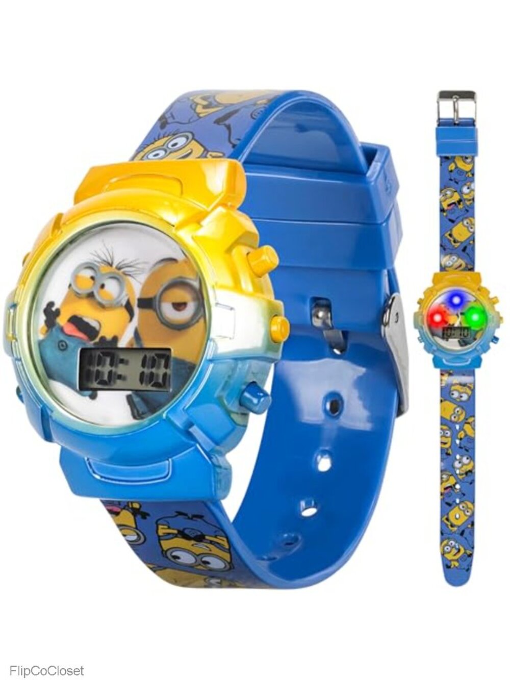 Minions Kids Watch Flashing Dial Lights LCD Display Adjustable Strap